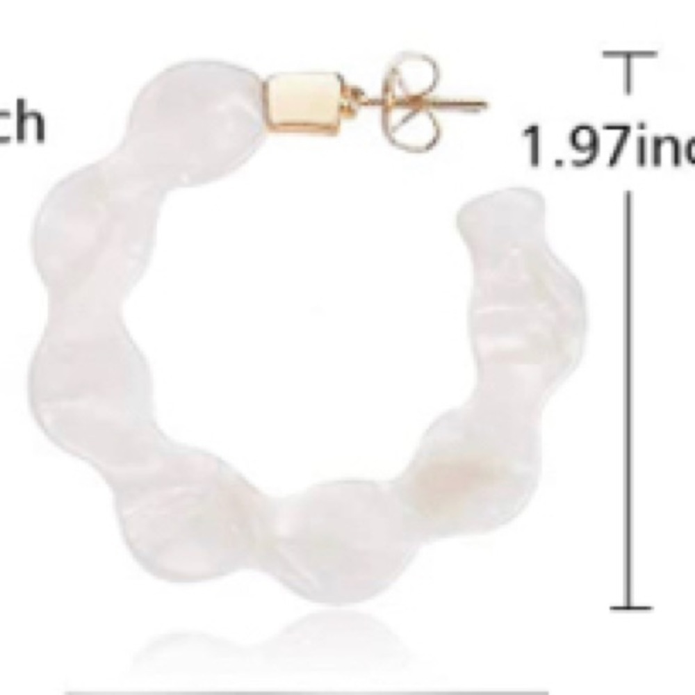 New in package White Resin Flower Hoops